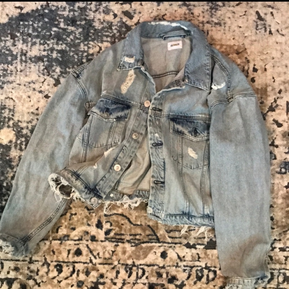 HUDSON oversized distressed denim jacket